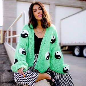 Dressed in LALA Visionary Yin Yang Chunky Knit Cardigan